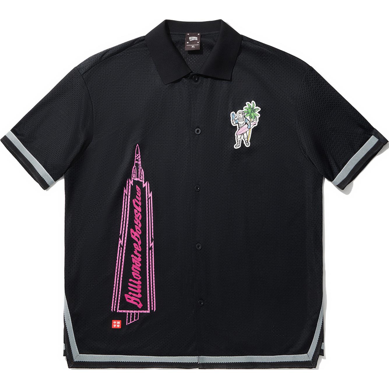 Li-Ning Li Ning X Billionaire Boys Club Skateboard Serie Bedrukte Letter Enkelrijige Losse Korte Mouw Heren Overhemden Zwart AFDUC15-2 M