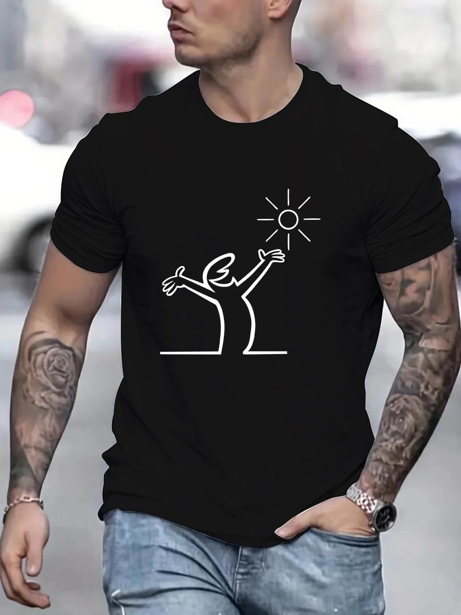 ZheXiong TEE Heren T-shirt La Linea Geweldige Katoenen T-shirts Oversized Grafische T-shirts Vintage Volwassen Print Grafisch T-shirt voor Heren L