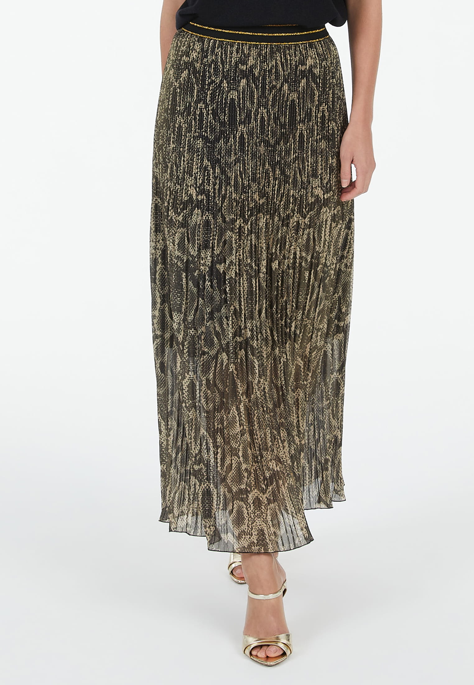 MARC AUREL Plissee-Rock aus Sparkling Animal Print