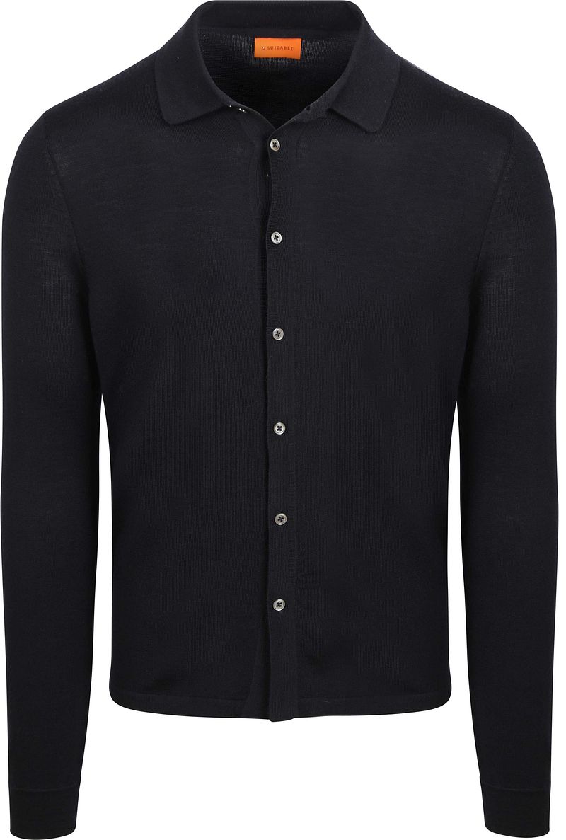 Suitable Cardigan Shirt Merino Navy