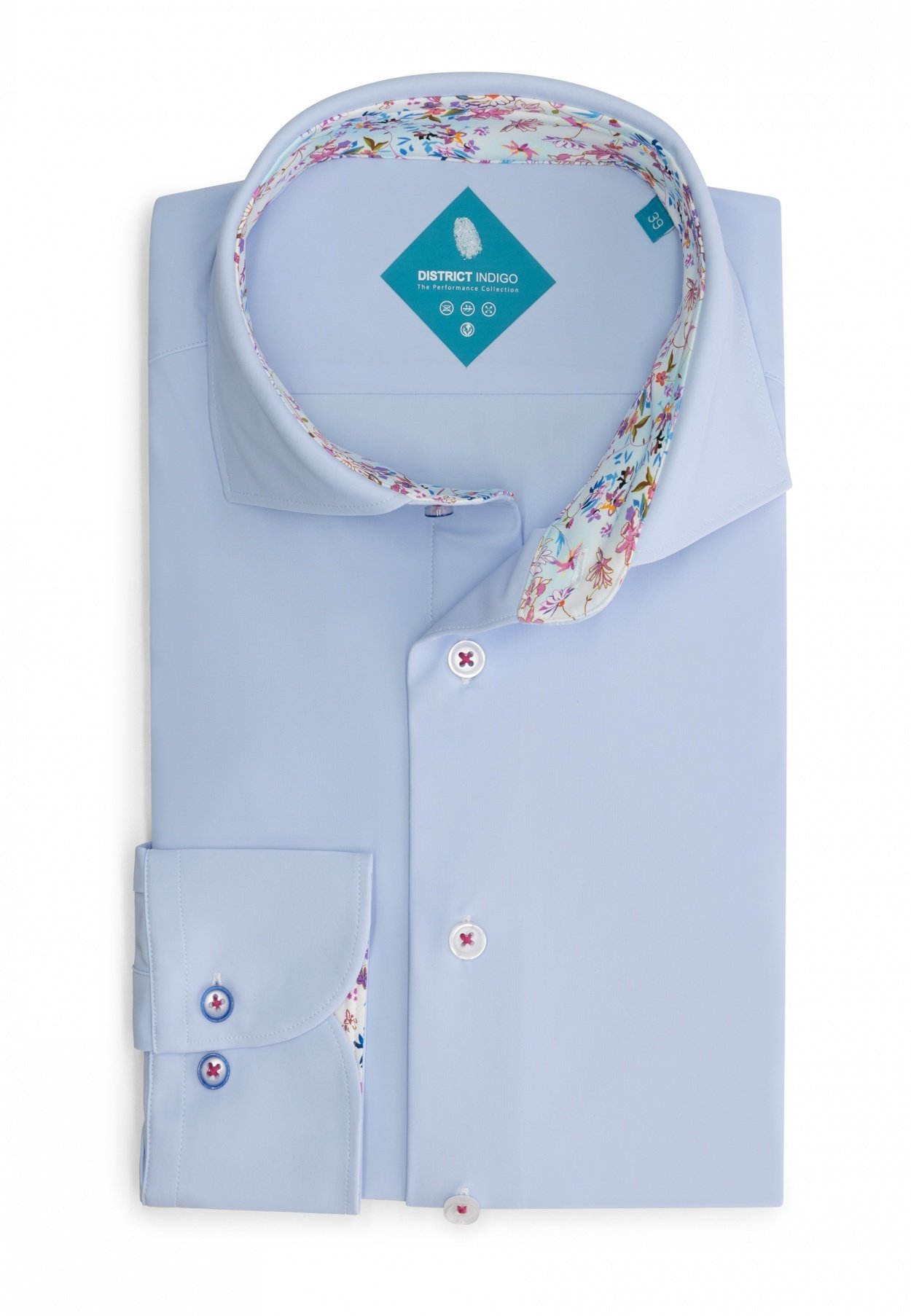 District Indigo Performance Overhemd Light Blue 