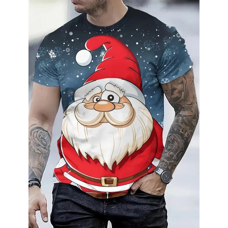 Bobby3 Kerstman 3D geprint heren T-shirt modieus kerstvakantie cadeau heren ronde hals korte mouwen oversized Hip hop kleding XL