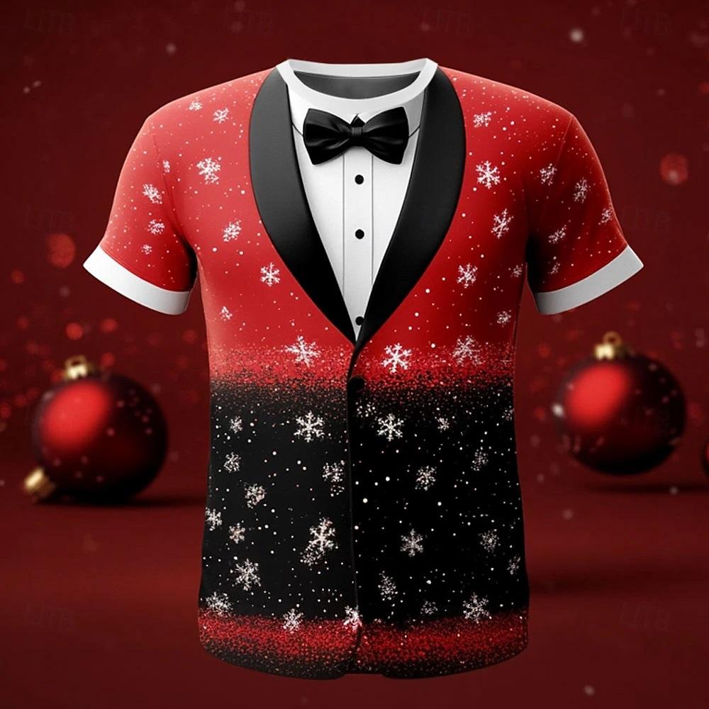 Kukebang Kerst Heren T-shirt 3d Print Casual Korte Mouw Tee Street Fashion Ronde Hals Pullover Mannelijk Oversized Kleding Sweatshirt XL