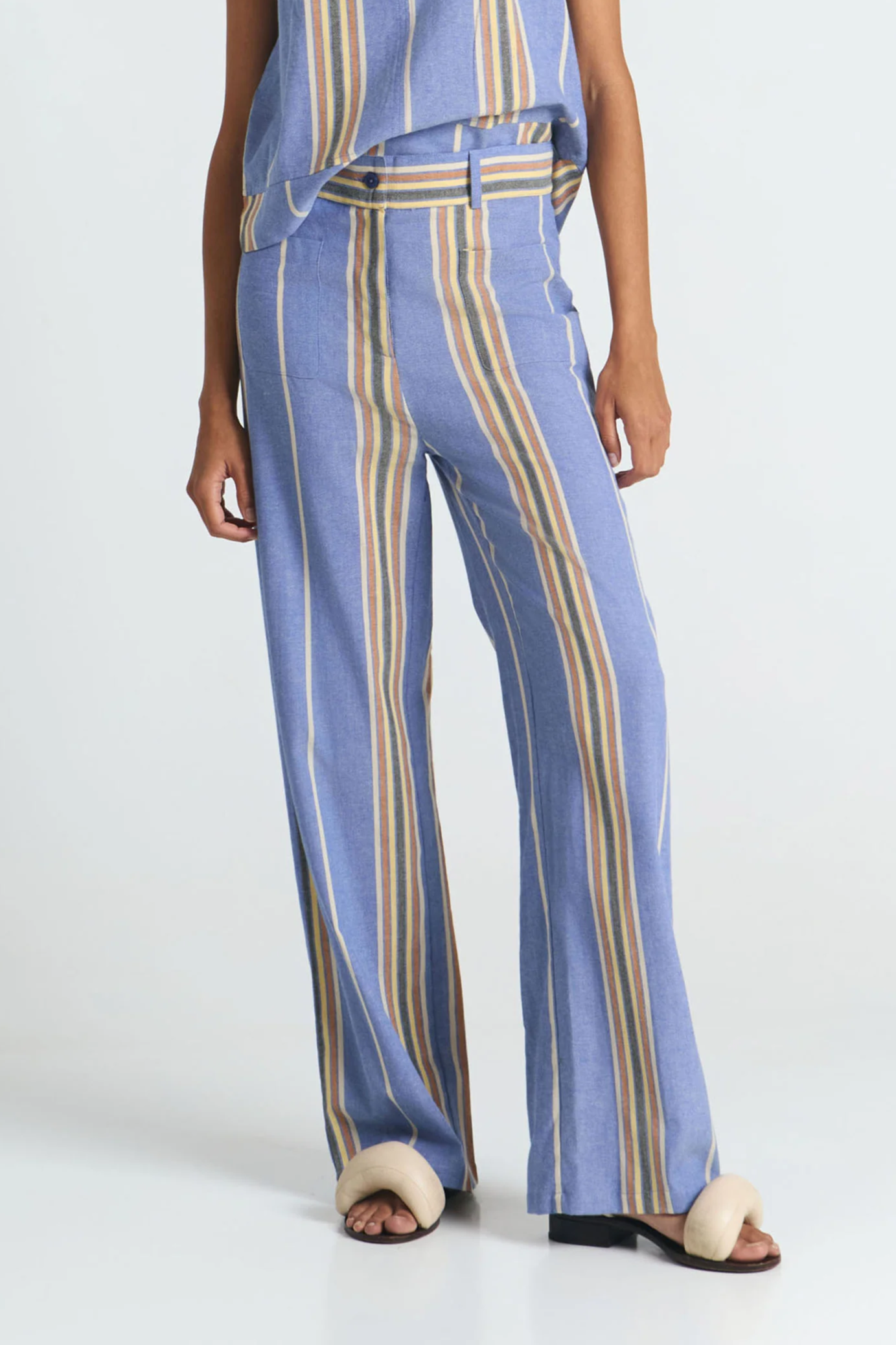 SUITE13LAB Damen vegan Hose Havanna Streifen Blau