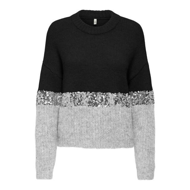 Only Trui met ronde hals ONLMAINE LIFE LS SEQUIN BLOCK O-NECK KNT