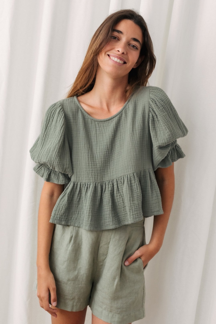 TWOTHIRDS Damen vegan Top Wassiljewski WÃ¼stensalbei