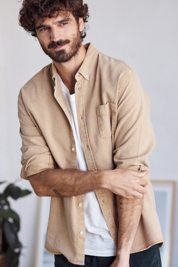 TWOTHIRDS Herren vegan Hemd Giresun Curry Beige