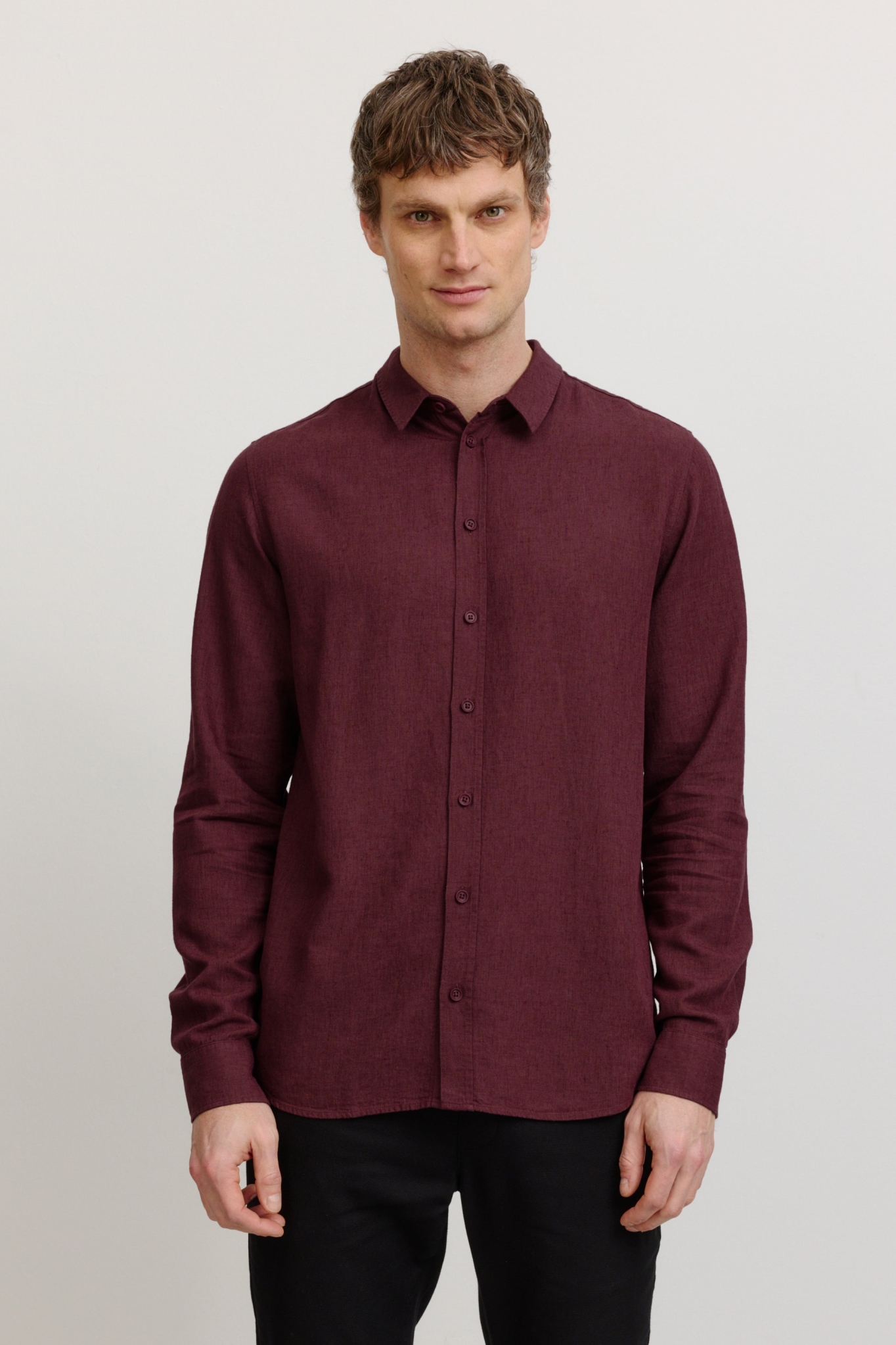 Recolution Herren vegan Hemd Nutmeg Dunkel-Pflaume