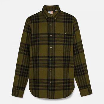 Timberland Overhemd Lange Mouw  TB0A6V4X MIDWEIGHT FLANNEL CHECK-C681 DARK OLIVE YD