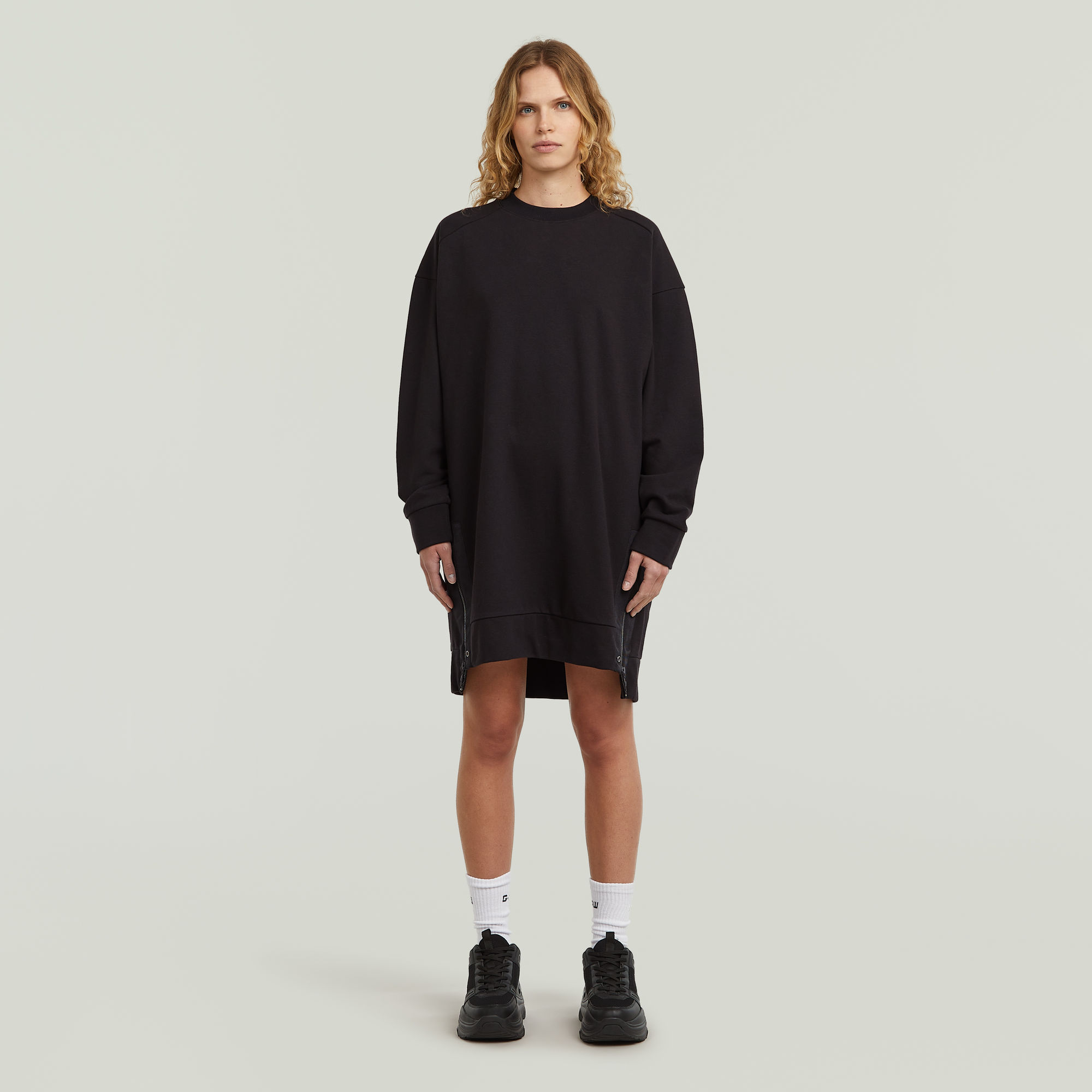 G-Star RAW Biker Zip Sweater Dress - Zwart - Dames