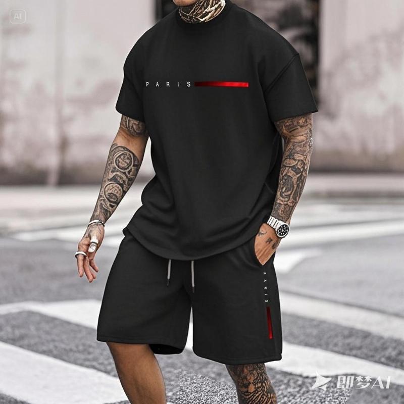 Xuhaijian02 Trendy Zomer Casual Ook Geschikt Voor Sport Shorts Korte Mouwen 2024 Nieuwe Heren S Oversized Losse Snel Drogende Zomerpak L