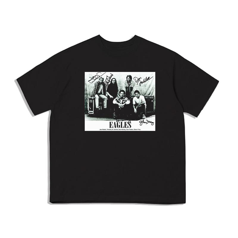 Comfortable season Pop The Eagles Rock California Hotel Bedrukt T-shirt Losse Korte Mouw Heren en Dames Street Katoen Comfortabel S