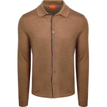 Suitable Overhemd Lange Mouw  Cardigan Shirt Merino Camel