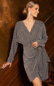 Jurkjes Scuba Wrap Dress Zilver