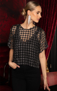 Jurkjes Delicate See-Through Top Zwart