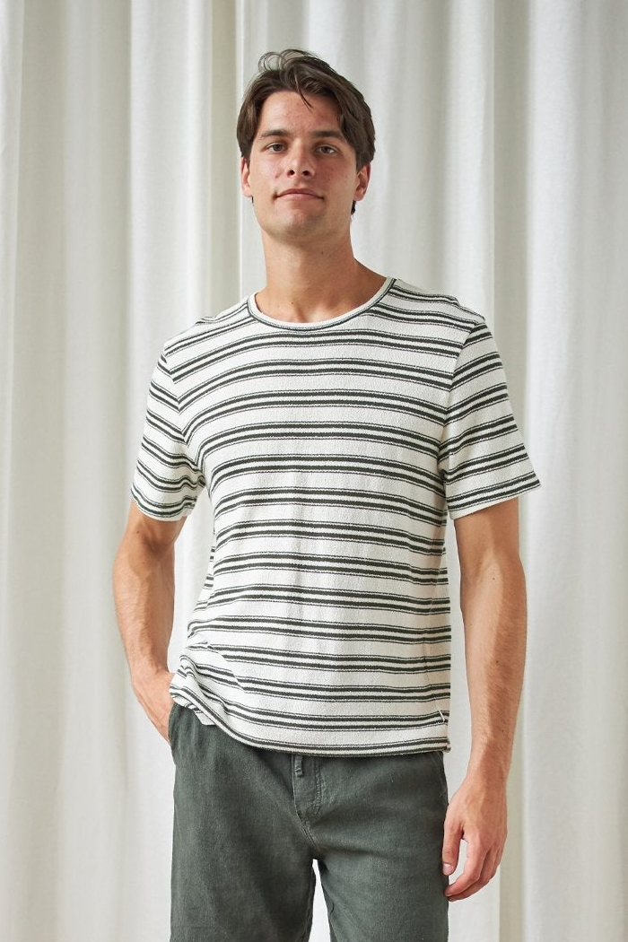 TWOTHIRDS Herren vegan T-Shirt Wight GrÃ¼n Gestreift