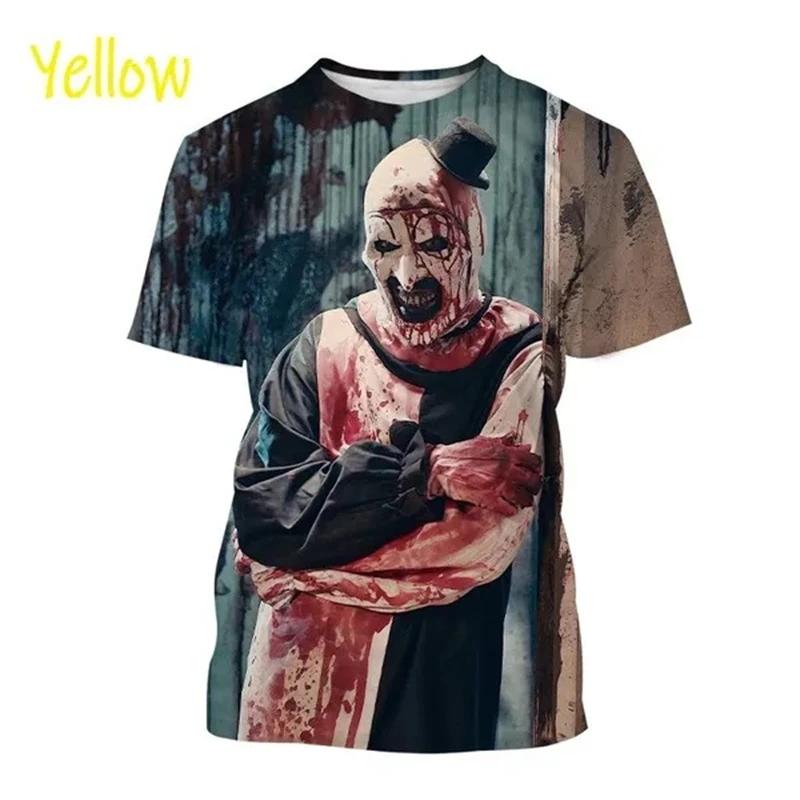 Subilier Zomer Horror Film Horror 3D Print T-shirts Heren Casual Mode Thriller Clown Halloween Korte Mouw Leuk Cool T-shirt Tops XL