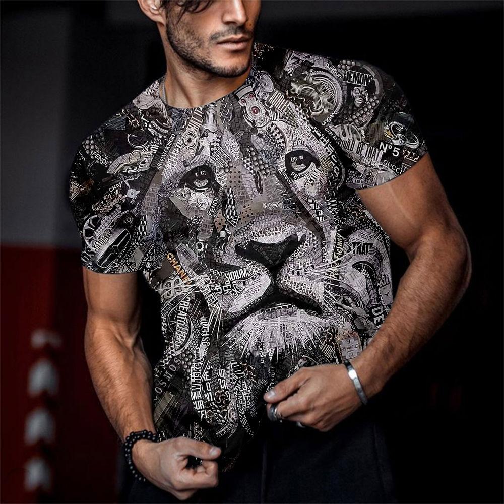 ETST WENDY Fierce Tiger Animal 3D Gedrukt Herenmode T-shirts Zomer Ronde Hals Grote Maat Korte Mouw Oversized T-shirts Tops tees 6XL S