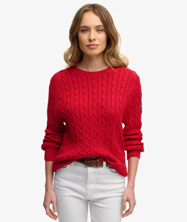 Superdry Slouchy Kabeltrui Red