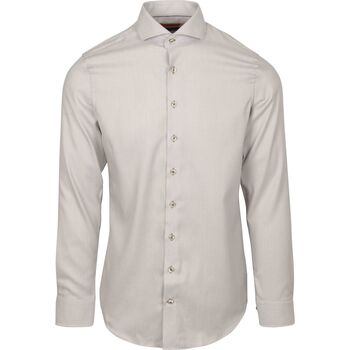 Suitable Overhemd Lange Mouw  Overhemd Jacquard Luxe Beige