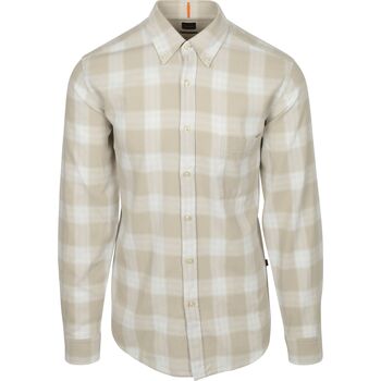 Boss Overhemd Lange Mouw  Rickert Overhemd Ruit Beige