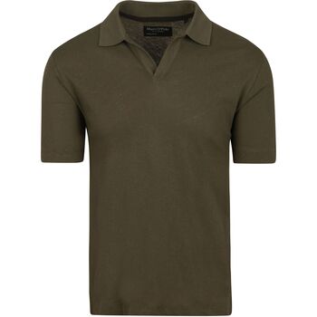 Marc O'Polo T-shirt  Poloshirt Riva Linen Blend Olijfgroen