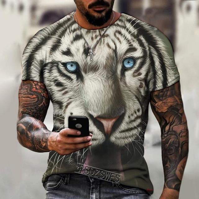 Xin nan zhuang Mode Fierce Tiger Animal 3D Gedrukt mannen T-shirts Zomer Ronde Hals Grote Maat Korte Mouw Oversized T-shirts Tops tees M