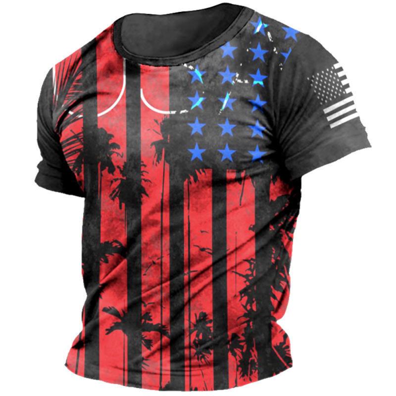 ETST 07 Heren T-shirt Retro 3D Vlag Print Straat Kleding Hip Hop O-hals Retro Tops Herenkleding Mode Korte Mouw Grote T-shirts 2XL