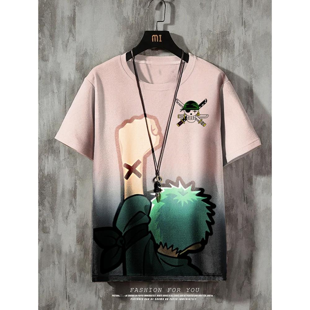 ETST 011 Anime Heren T-shirt Retro Street Korte Mouw T-shirt Voor Heren Casual 3D Print Zomer Top Ademend Losse Herenkleding XL