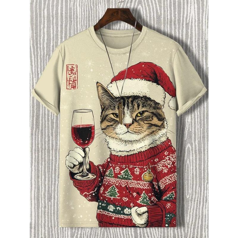 Bobby3 Heren Dieren Grappige Kat Bedrukt T-shirt Korte Mouw Tees Tops 3D Print O-Hals Shirts Feest Zomer Casual Herenkleding 3XL