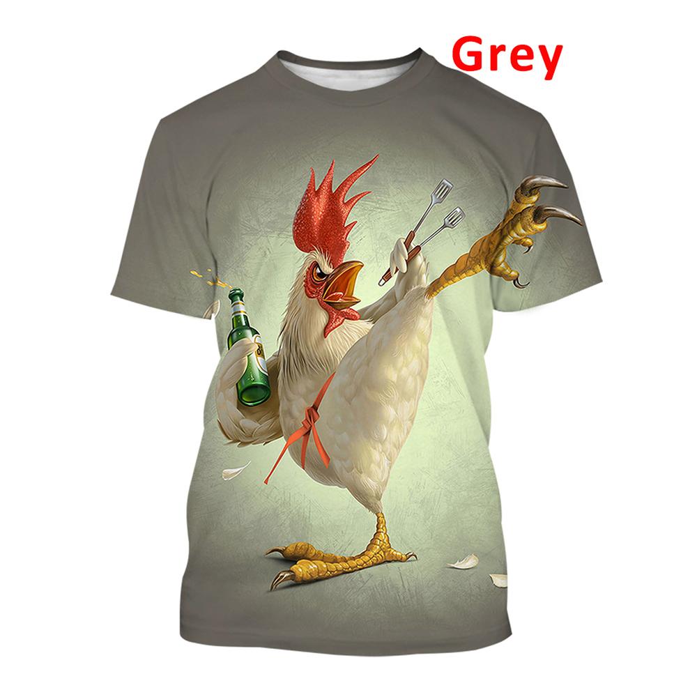 Xr-03 2025 Zomer Mode Grafisch Kip 3D Print T-shirt Heren Korte Mouw Ronde Hals Unisex Grappig Cool Kip T-shirts Casual Tops 2XL