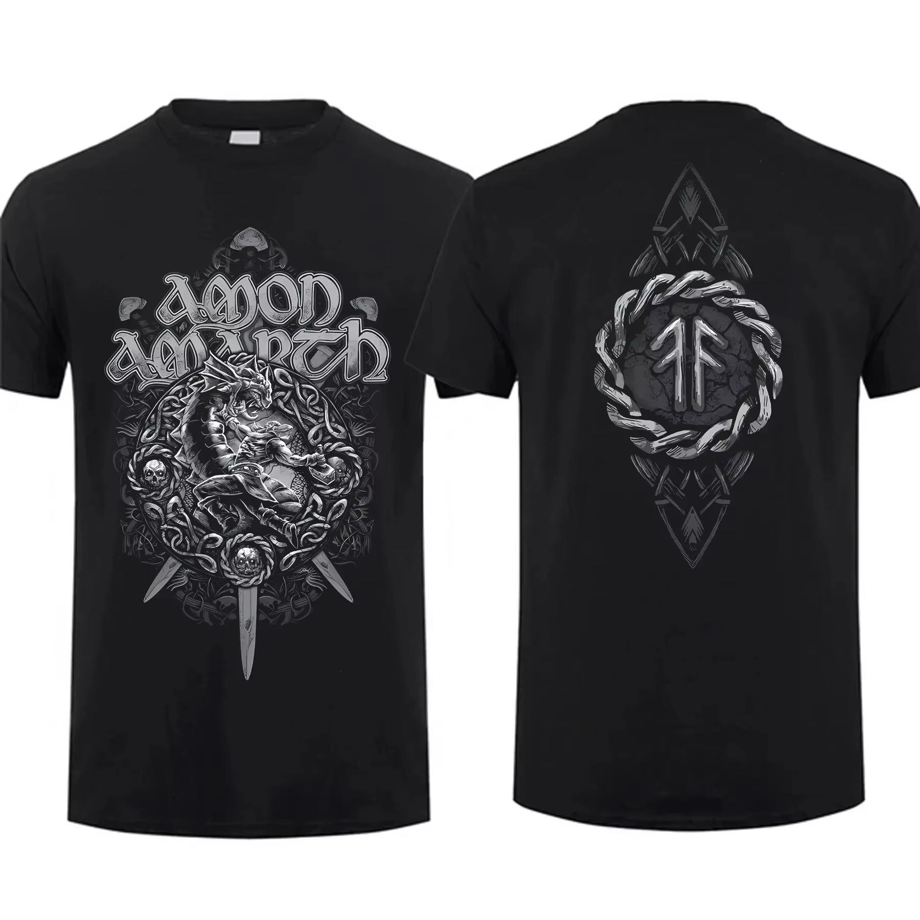 The best product for you 2025 Mode T-shirt Heren T-shirt Dubbelzijdig Amon Shieldwall Zwart Door Amarth Oversized T-shirt Grafisch Jeugdkleding Streetwear S