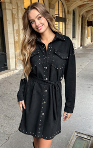 Jurkjes Button Down Dress Studs Zwart