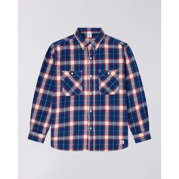 Edwin Overhemd Lange Mouw  I035870 WORK SHIRT-NRM.67 NAVY/RED