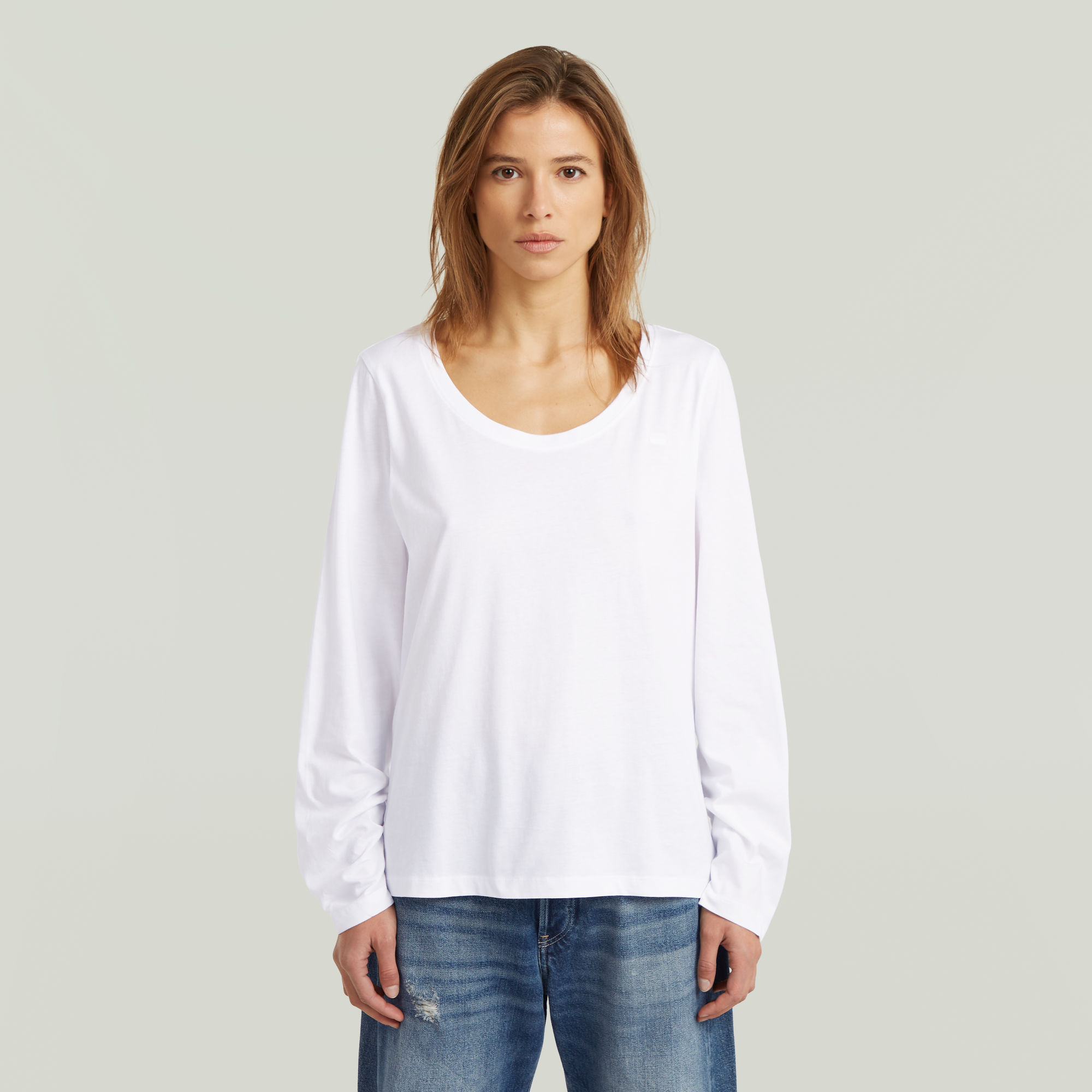 G-Star RAW Scoop Neck Longsleeve T-Shirt - Wit - Dames