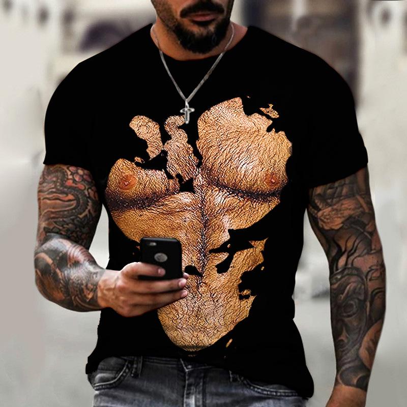Xin nan zhuang Zomer Mode Persoonlijkheid Borst Spier Abs Grafische T-shirts Mannen Casual Hip Hop Harajuku 3D Grappig Gedrukt Korte Mouw Tees top XXL