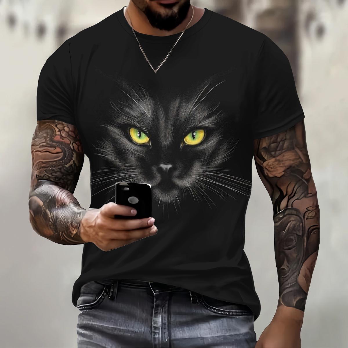 ETST 012 Trend Harajuku Kleding Casual Grappig 3D Dierenprint Heren T-shirt Street O-hals Korte Mouw Tee Zomermode Ademende Tops 3XL