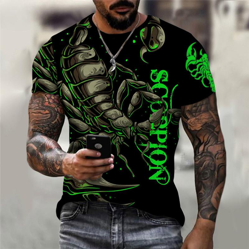WowClassic Scorpioen Grafische Heren Trend T-shirts Korte Mouw O-Hals Street 3D Dierenprint Mannelijk T-shirt Grote Maat Zomer Casual Tops M