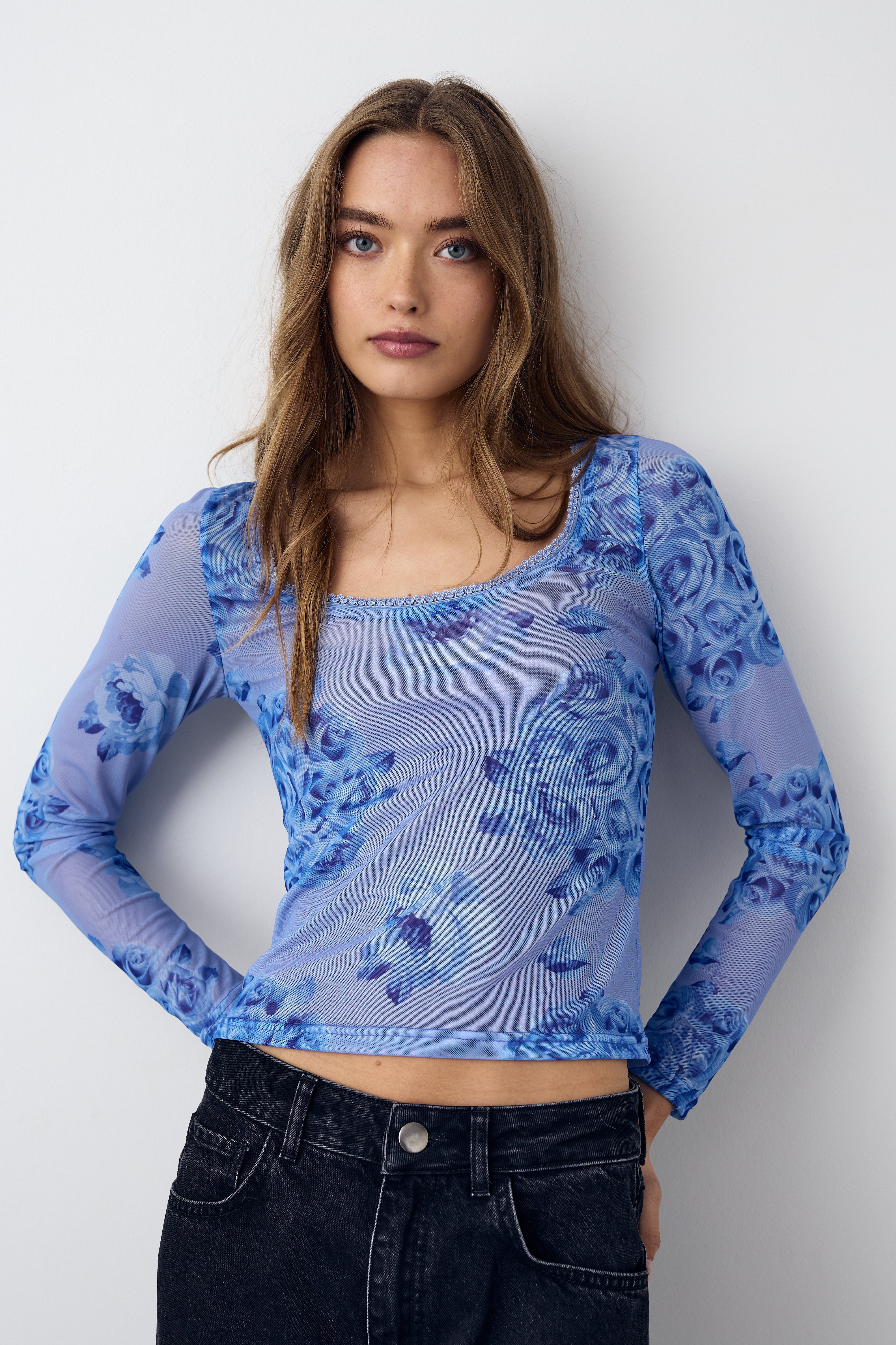 Noella Kilea Top LS Tobi Blue Print