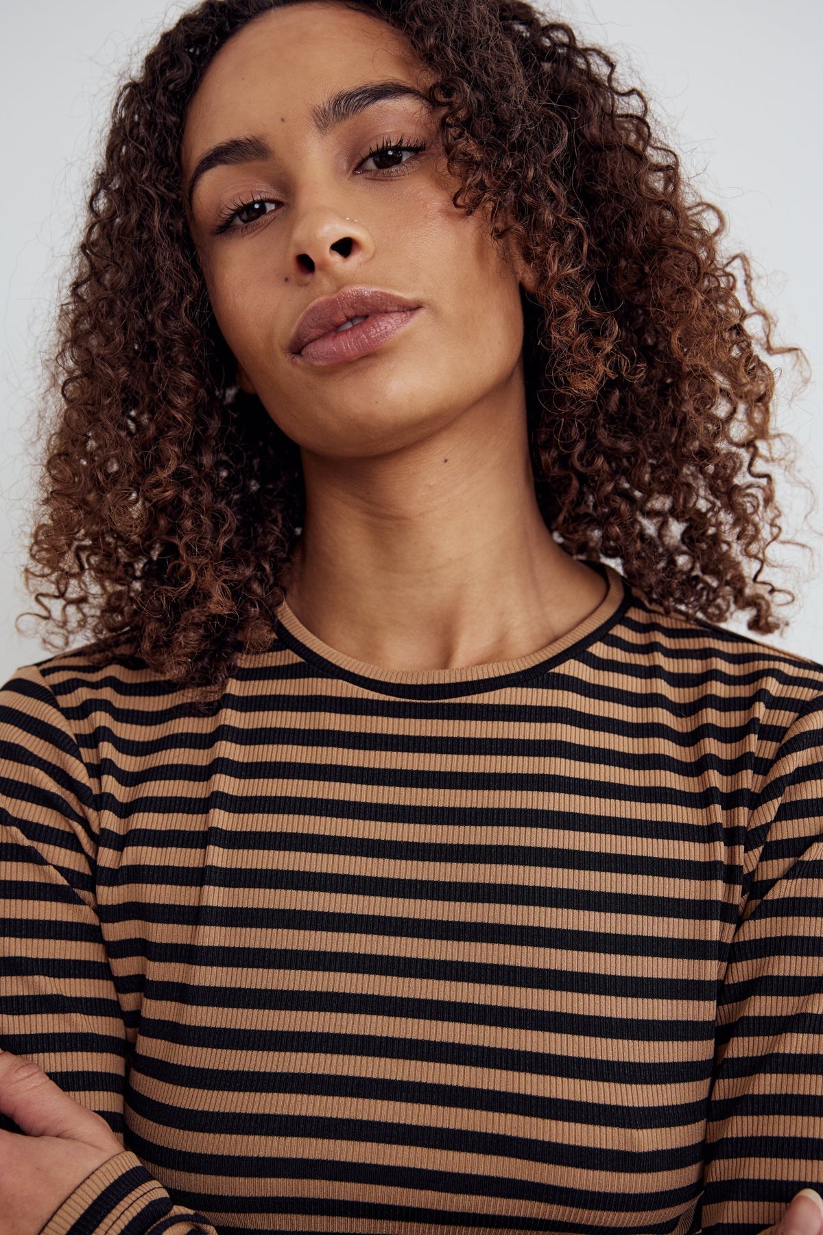 Noella Luana Top Dark Sand Black Stripe