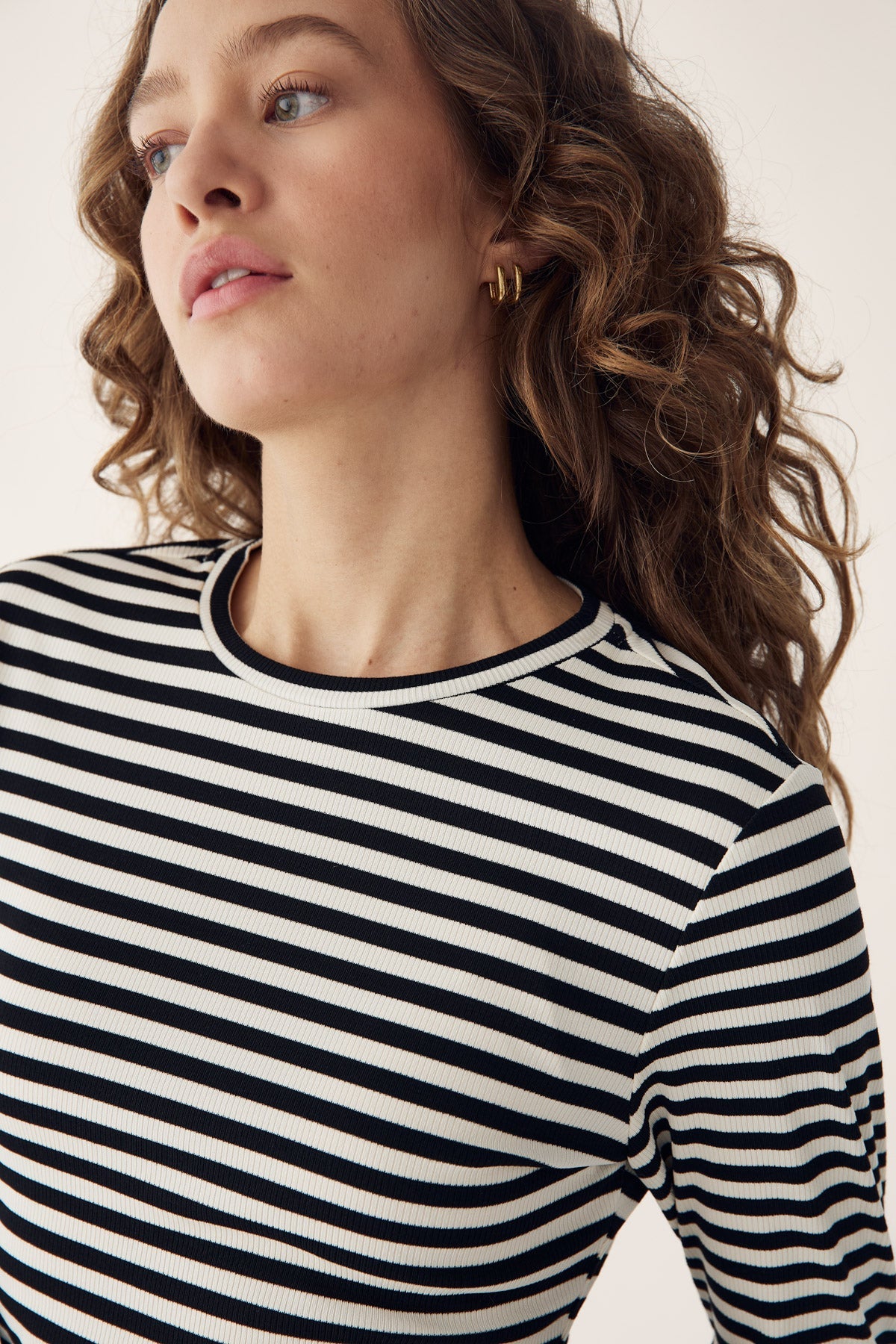 Noella Luana Top Ivory Black Stripe