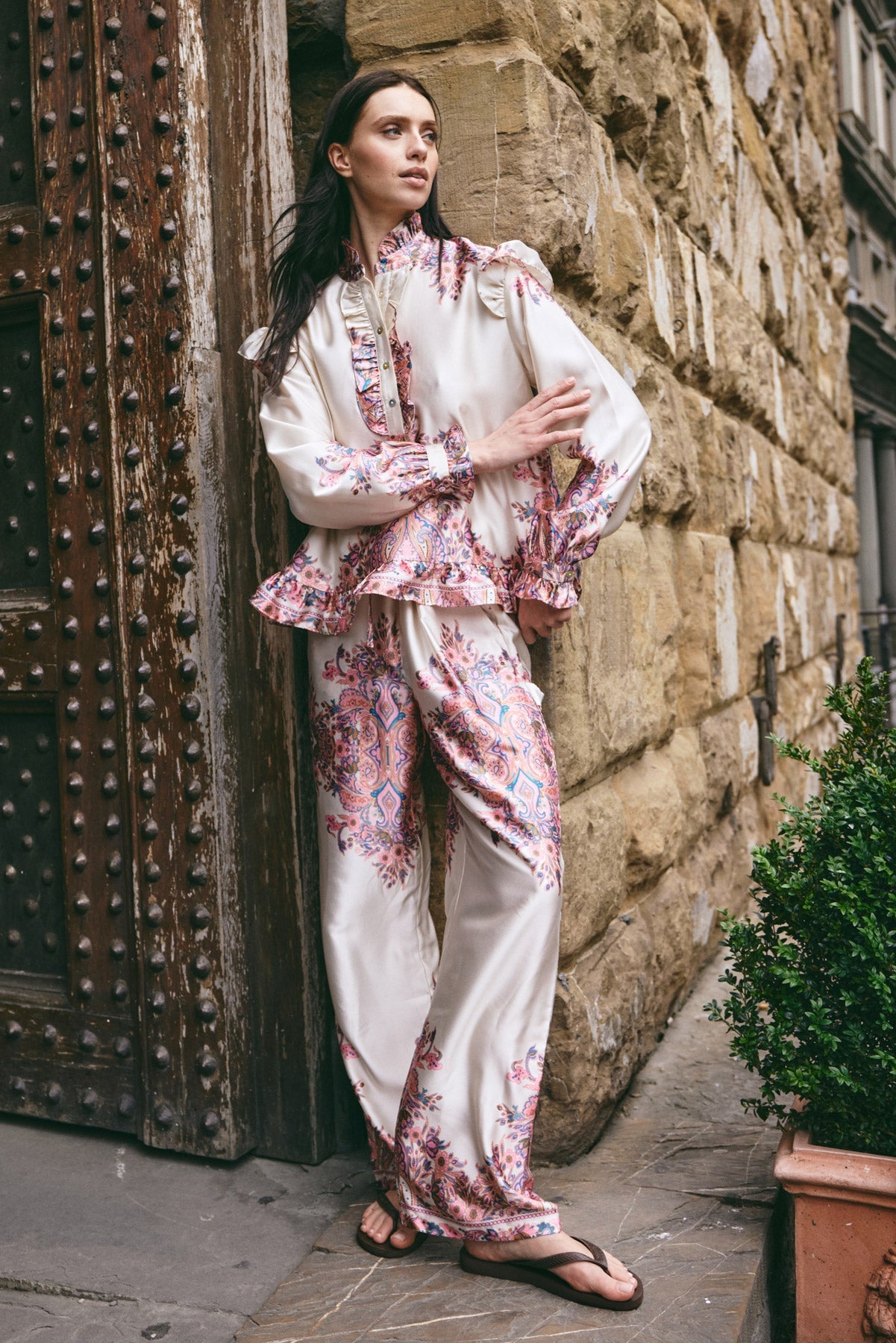 Noella Reno Ruby Ruffle Blouse Drusella Print