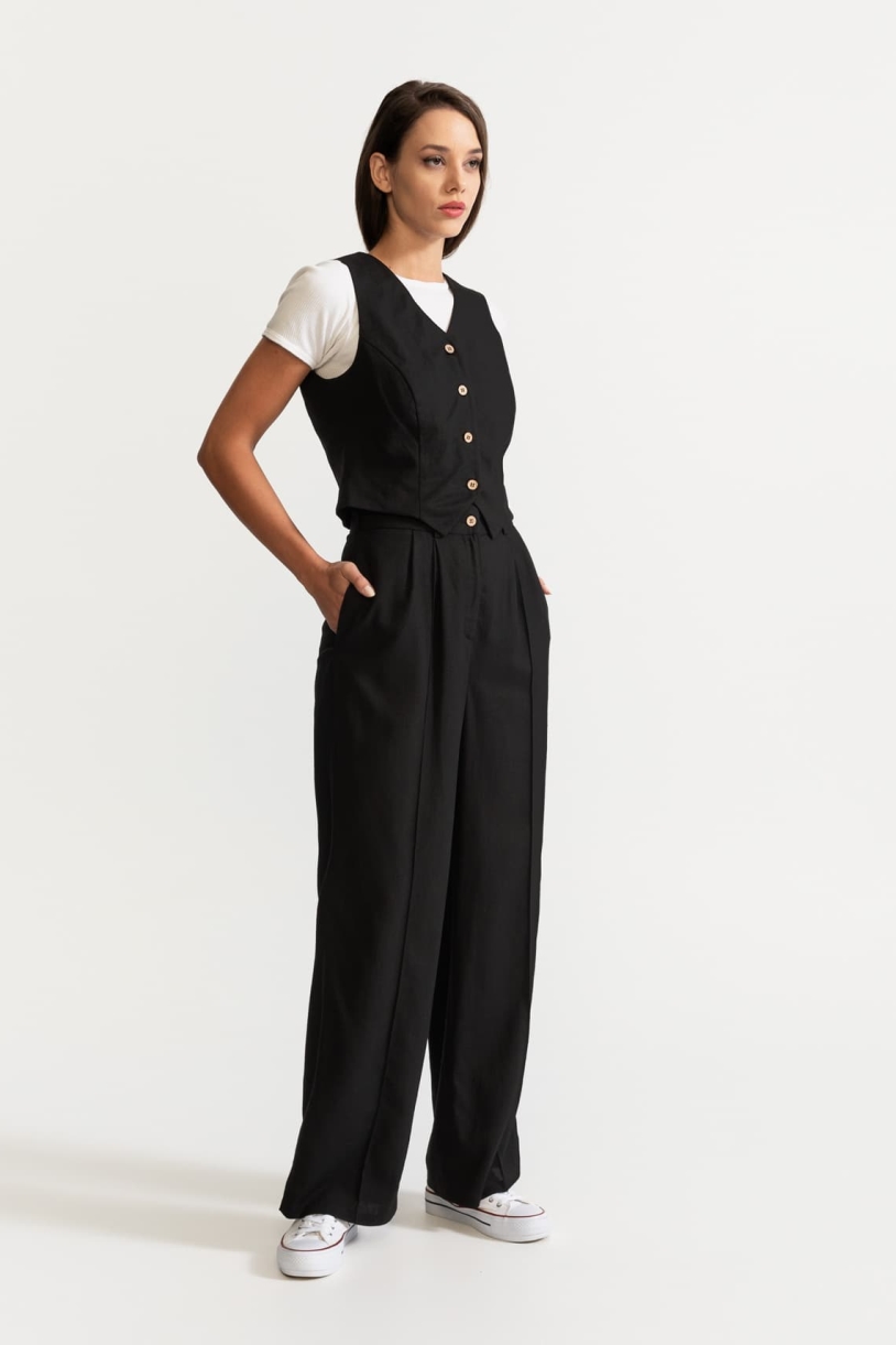 De IONESCU Damen vegan Set Figa Leinen Schwarz