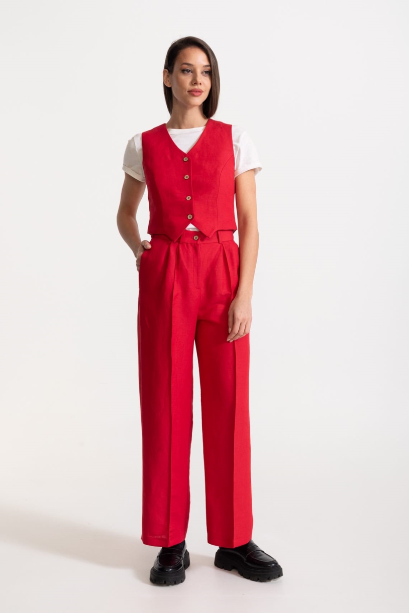De IONESCU Damen vegan Set Figa Leinen Rot