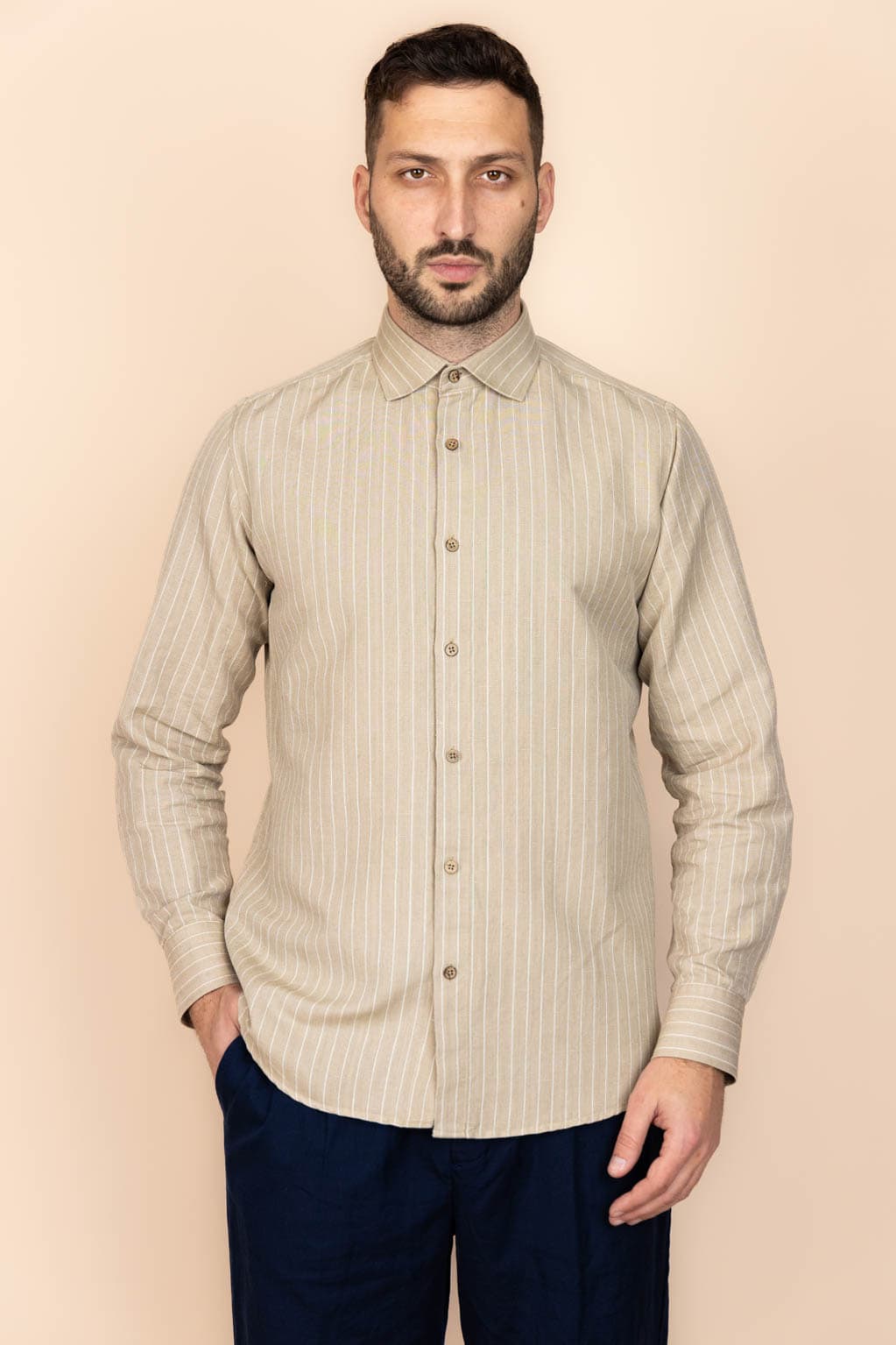 De IONESCU Herren vegan Hemd Calimani Beige