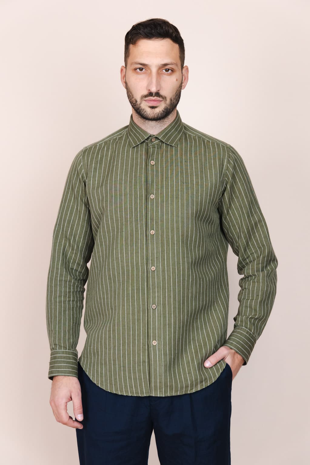 De IONESCU Herren vegan Hemd Calimani Khaki