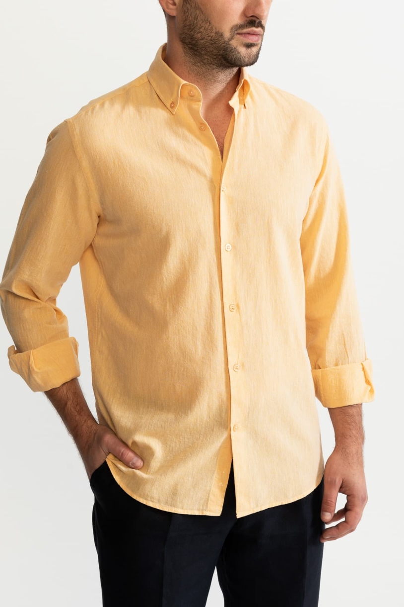 De IONESCU Herren vegan Hemd Godeanu Gelb