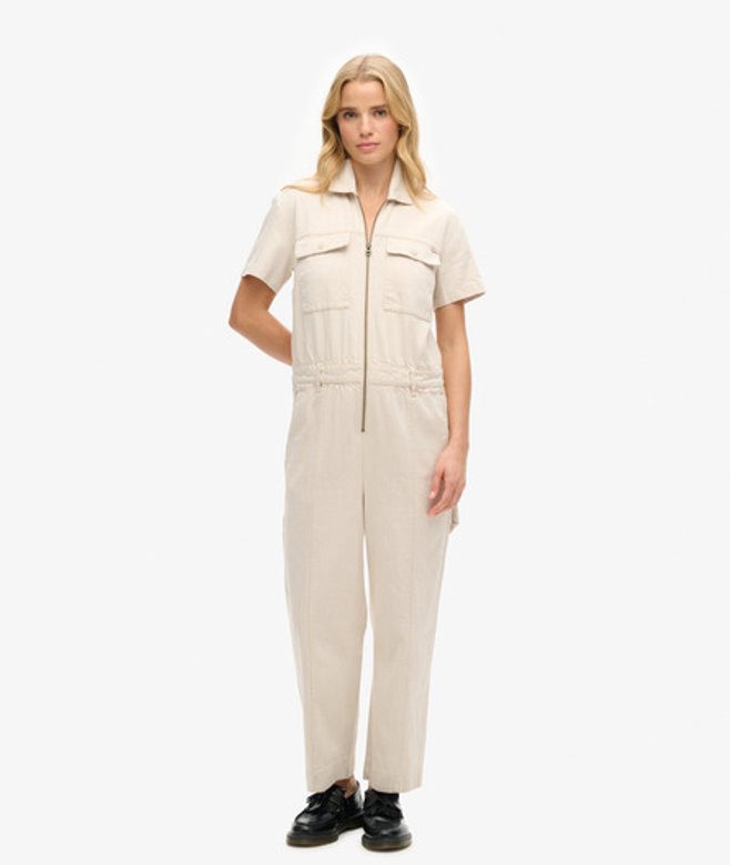 Superdry Limited Edition Dry Utility Jumpsuit Crème