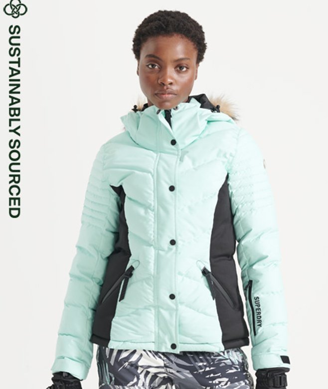 Superdry Snow Luxe Pufferjas Lichtblauw