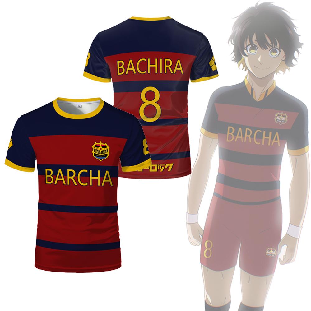 ETST 07 Blue Lock FC Barcha Cartoon Anime Cosplay Heren Jersey Zomer Korte Mouw Kinderen Tee Tops Mode Heren Jongens T-shirt M
